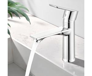 HOMELODY Rubinetto Bagno Cromo Rubinetto Miscelatore Monocomando Bagno Quadrato Rubinetto per Lavabo Acciaio inossidabile
