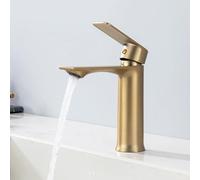 HOMELODY Rubinetto da bagno in oro spazzolato - Miscelatore monocomando per acqua calda e fredda - Rubinetto per lavabo con bolla rimovibile - Rubinetto per lavabo per bagni moderni e lussuosi