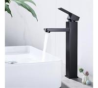 HOMELODY Rubinetto da bagno nero alto, miscelatore alto con altezza 295 mm, rubinetto angolare per bagno, miscelatore monocomando in acciaio inox
