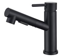 HOMELODY Rubinetto da cucina/bagno nero estraibile, rubinetto da cucina con doccetta a due getti d'acqua, rubinetto da cucina monocomando, rubinetto da cucina, rubinetto da cucina, nero