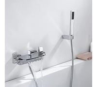 Homelody Rubinetto per Vasca a Cascata a Parete con Doccetta Rubinetto Miscelatore Bagno Parete Rubinetto Bagno Muro Rubinetto Doccia, Ottone Cromo