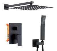 HOMELODY Sistema doccia a incasso, colore nero, con soffione da 30 cm x 30 cm, corpo in ottone