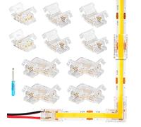 HOMELYLIFE 10 Pz 2 Pin 8mm COB Connettori Strisce LED, Connettore Gapless, da Striscia a Filo × 2, da Striscia a Striscia × 4, Connettori angolari a Forma di L × 4 per Strisce LED COB da 8 mm