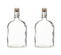 HOMEMADE KitchenCraft Bottiglia per Gin e Liquori con Tappo Meccanino in Ceramica, Chiusura Ermetica, Vetro, Capacità 500 ml, Trasparente (Confezione da 2)