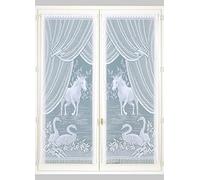 HomeMaison equestre Coppia di vitrages Esprit, Poliestere, Bianco, 160 x 60 cm