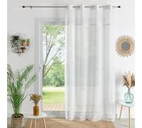 Homemaison QABANE - Tenda con occhielli con nastro macramé, in poliestere con motivo a tinta unita, nastro macramé artigianale, stile bohemien, moderno, smaltato, dimensioni: 140 x 240 cm, colore