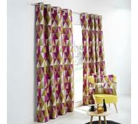 Homemaison - Tenda di design con motivi triangolari - 100% poliestere - Setaccio, con occhielli, sfumato di colori - per camera da letto, soggiorno, finestra - 140 x 260 cm - Rosa Blush