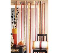 HomeMaison Tenda in Organza Fantasia a Righe Verticali Colorate, 100% Poliestere, Grigio, 140 x 260 cm