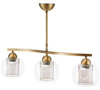 Homemania 1445-52-03-L Lampada a Sospensione Nueve Per Soffitto, Soggiorno, Ufficio Lampadario, Pendente, Luce, Oro, in Metallo, Vetro, 15x70x68 cm
