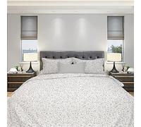 HOMEMANIA Completo Letto Mandy - Matrimoniale - con Lenzuolo con Angoli, Lenzuolo, Federa - Bianco, Grigio in Cotone, 240 x 280 cm