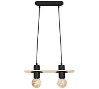 Homemania HOMAX_4605 Lampada a Sospensione Andromeda Nero in Metallo, Legno, 40 x 8 x 65 cm