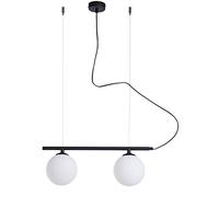 Homemania HOMAX_4855 Lampada A Sospensione Cefeo Black Per Soffitto, Soggiorno, Ufficio Lampadario, Pendente, Luce, Nero, in Metallo, Vetro, 50x14x90 cm