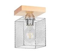 Homemania HOMBR_0218 Lampada a Soffitto Wood Box, Legno/Grigio, 21 x 13.5 x 13.5 cm
