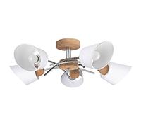 Homemania HOMBR_0233 Lampada a Soffitto Wood Flower, Legno/Bianco, 29 x 70 x 70 cm