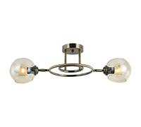 HOMEMANIA Lampada a Soffitto Vende - Plafoniera - da Parete - Oro in Metallo, Vetro, 57 x 57 x 57 cm, 2 x E27, Max 40W