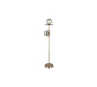 HOMEMANIA Lampada da Terra Suno - Piantana - da Soggiorno, Salotto, Pavimento - Oro in Metallo, Vetro, 31 x 31 x 166 cm, 2 x E27, Max 40W