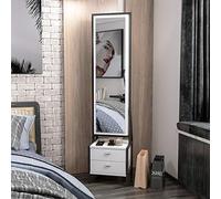 Homemania M.M.01.06.33.01461 Mobile Multiuso Elegante con Specchio, Ripiani, Cassetti da Ingresso, Camera Bianco, Nero in Legno, 41 x 35 x 170 cm