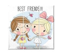 HOMEMANIA Quadro Best Friends - 3 Pezzi - Bambini - per Soggiorno, Camera - Multicolore in Poliestere, Legno, 69 x 3 x 50 cm