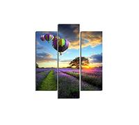 HOMEMANIA Quadro Hot Air Balloon - 3 Pezzi - Natura E Paesaggi - da Soggiorno, Camera - Multicolore in MDF, 57 x 0,3 x 60 cm