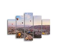 HOMEMANIA Quadro Hot Air Balloon - 5 Pezzi - Natura E Paesaggi - da Soggiorno, Camera - Multicolore in MDF, 95 x 0,3 x 60 cm