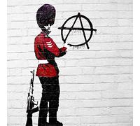 HOMEMANIA Quadro Ispirazioni D'Autore Bansky Anarchia - Decorazione per Pareti, Muro - per Soggiorno, Camera - Stampa, Digitale, Disegno, Graffiti - Multicolore in Legno, Cotone, 60 x 60 x 3
