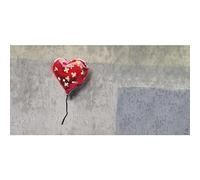 HOMEMANIA Quadro Ispirazioni D'Autore Bansky Cuore - Decorazione per Pareti, Muro - per Soggiorno, Camera - Stampa, Digitale, Disegno, Graffiti - Multicolore in Legno, Cotone, 60 x 120 x 3