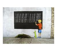 HOMEMANIA Quadro Ispirazioni D'Autore Bansky Lavagna - Decorazione per Pareti, Muro - per Soggiorno, Camera - Stampa, Digitale, Disegno, Graffiti - Multicolore in Legno, Cotone, 70 x 100 x 3