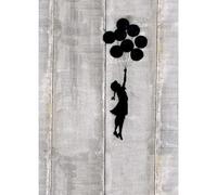 HOMEMANIA Quadro Ispirazioni D'Autore Bansky Palloncini - Decorazione per Pareti, Muro - per Soggiorno, Camera - Stampa, Digitale, Disegno, Graffiti - Multicolore in Legno, Cotone, 50 x 70 x 3