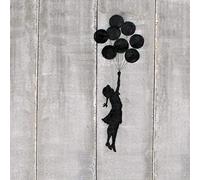 HOMEMANIA Quadro Ispirazioni D'Autore Bansky Palloncini - Decorazione per Pareti, Muro - per Soggiorno, Camera - Stampa, Digitale, Disegno, Graffiti - Multicolore in Legno, Cotone, 60 x 60 x 3