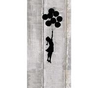 HOMEMANIA Quadro Ispirazioni D'Autore Bansky Palloncini - Decorazione per Pareti, Muro - per Soggiorno, Camera - Stampa, Digitale, Disegno, Graffiti - Multicolore in Legno, Cotone, 60 x 120 x 3