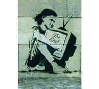 HOMEMANIA Quadro Ispirazioni D'Autore Bansky TV - Decorazione per Pareti, Muro - per Soggiorno, Camera - Stampa, Digitale, Disegno, Graffiti - Multicolore in Legno, Cotone, 70 x 100 x 3