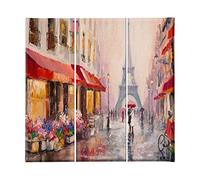 HOMEMANIA Quadro Tour Eiffel - 3 Pezzi - Città E Paesaggi - per Soggiorno, Camera - Multicolore in Poliestere, Legno, 69 x 3 x 50 cm