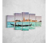 HOMEMANIA Quadro Venice - 5 Pezzi - Città E Paesaggi - per Soggiorno, Camera - Multicolore in Poliestere, Legno, 100 x 3 x 60 cm