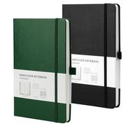 HOMEMARS Taccuino, Quaderni a Righe, Notebook, Quaderno A5 Righe, Verde Nero, 200 Pagine, 100 g/m², Copertina Rigida Verde Nera, 2 pz, Diario Personale,taccuino classico,diario di viaggio