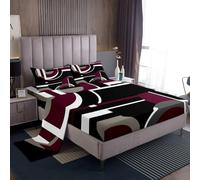 Homemissing Abstract Lenzuolo Geometric strisce linea Set Lenzuola 150x200cm 4 pezzi moderna arte camera viola grigio nero traspirante morbido leggera