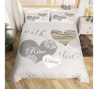 Homemissing Amante di coppia Copripiumone Uomini Donne San Valentino Romantico Amore Cuores Set Copripiumino 135x200cm per Bambini Adulti Semplice Modern Copripiumini Ultra morbido Decorazione