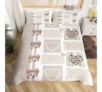 Homemissing Amante di coppia Set Copripiumino 260x220cm Amore Cuore Copripiumone Ragazze Ragazzi Bambini Semplice Modern Copripiumini San Valentino Romantico Lettera d'amore Copripiumino 3 pezzi