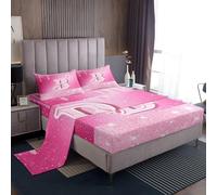 Homemissing Arco rosa Lenzuolo iniziali lettera personalizzata B Set Lenzuola 150x200cm 2 pezzi monogrammato glitter diamante traspirante morbido leggero