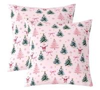 Homemissing Arcoknot Copricuscini 2 Pcs 40x40cm | Babbo Natale Federe per Divano Sedia Cuscini Fiocchio di neve ultra morbido Rosa e verde Bianco Rosso microfibra