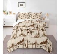 Homemissing Aztec occidentale Set Piumini 200x200cm Wild Cowboy Letto Trapuntato cavallo rustico occidentale tribale fattoria cactus esotico traspirante morbido camera da letto decorazione