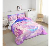 Homemissing Bambini Axolotl Set Piumini 230x220cm carino, Galaxy Cloud Animale del cartone animato Letto Trapuntato Ragazze Ragazze Adolescenti stellati sognanti