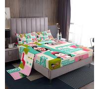 Homemissing Bambini Buon Natale Set Lenzuola 90x190cm carino Natale Lenzuolo per ragazzi ragazze camera da letto decorazione pinguino orso uccello morbida donne uomini