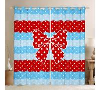 Homemissing Bambini Polka Dots Tende Oscuranti per Interni,117L x 183cm | Coquette per Camera da Letto, Porta Ombre Rosso Blu per Soggiorno, con Anelli Strisce Privacy, Anti-UV, Blackout