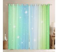 Homemissing Bambini Ragazzi Blu Tende Oscuranti per Interni,117 x 137cm | Gradient per Camera da Letto, Porta Elegant Ombre per Soggiorno, con Anelli Colorato Privacy, Anti-UV, Blackout Arcobaleno