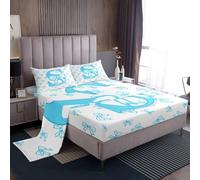Homemissing Blue Bow Lenzuolo Cute Bowknot per ragazzi ragazze lettera iniziale S Set Lenzuola 135x200cm 2 pezzi Monogrammed Room Decor Princess Decor