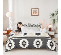 Homemissing Boho Copripiumone Morbido Aztec Southwest Set Copripiumino 135x200cm per ragazzi ragazze stampe di confine etnico geometrico Starburst disegni camera da letto decorazione sud-occidentale