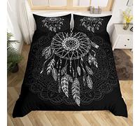 Homemissing Boho Dreamcatcher Set Copripiumino 260x220cm Bambini Boemia Dream Catcher Copripiumone per Ragazzi Ragazze Nero Bianco Copripiumini Traspirante Copripiumino 3 pezzi Cerniera