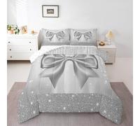 Homemissing Bowknot Letto Trapuntato All Season Dreamy Princess Set Piumini 200x200cm Glitter Microfibra Bambini Biancheria da letto Cute Bow Decor Camera da letto traspirante morbido leggero