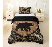 Homemissing Caccia Camo orso Copripiumone Morbido rustico Western Farmhouse Set Copripiumino per ragazzi ragazze fauna selvatica animale Copripiumini 2 pezzi arredamento camera Single Size