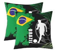Homemissing Calcio Copricuscini 2 Pcs 50x50cm | Rugby Sport Federe per Divano Sedia Cuscini Calcio Gioco palla Regalo per Amante del calcio Poliestere verde nero